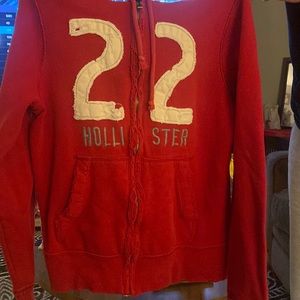 Red Hollister zip up jacket